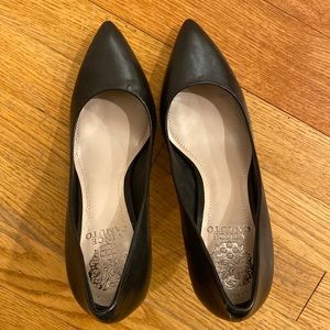 Vince Camuto pointy black leather heels